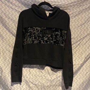 Pink crop top hoodie